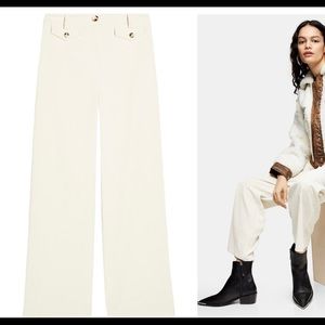 Nordstrom Topshop Cream Corduroy Wide Leg Trousers